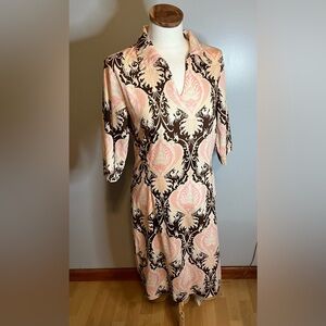 J. McLaughlin paisley 3/4 sleeve V neck dress